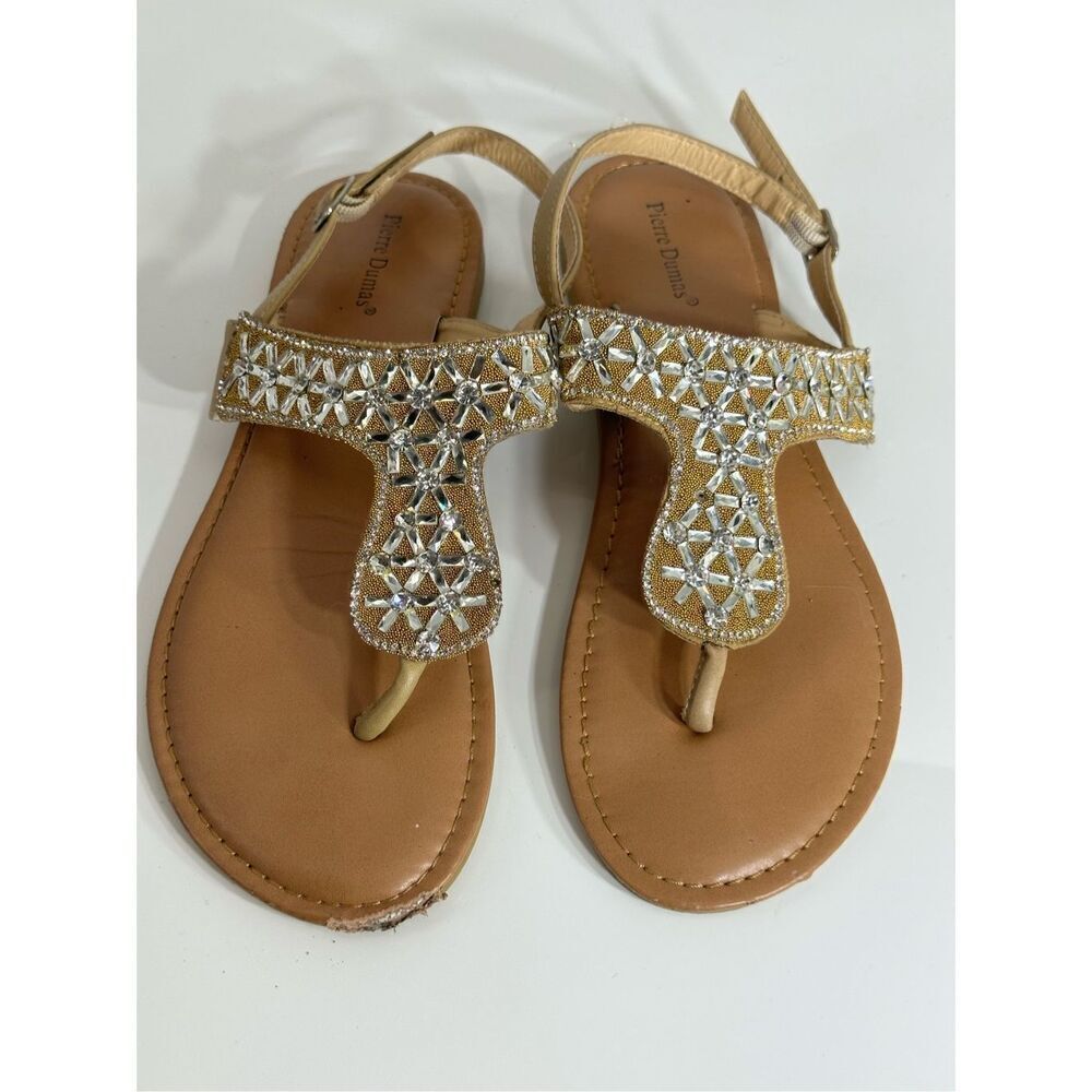 Pierre Dumas gold sparkly sandals size 7.5